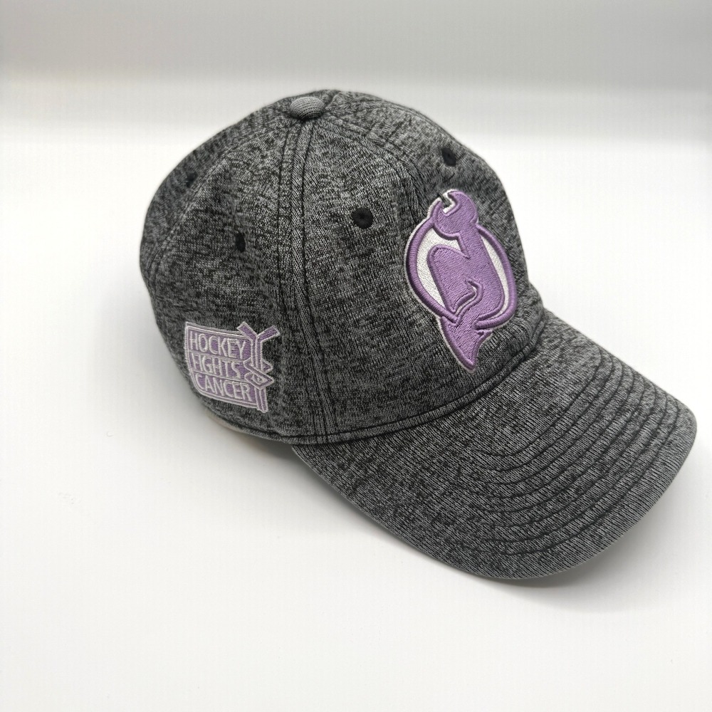 New Jersey Devils Hat Adult One Size Gray Hockey Fights Cancer Adjustable Cap